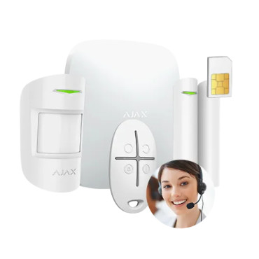 Kit d'alarme sans fil avec carte SIM télésurveillance - AJAX Hub (blanc)