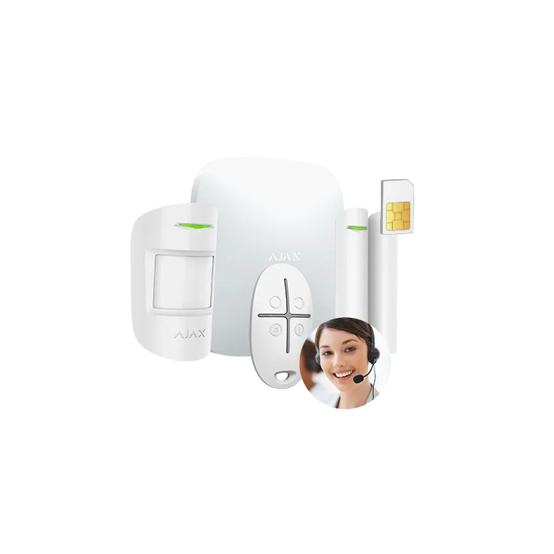 Kit d'alarme sans fil avec carte SIM télésurveillance - AJAX Hub (blanc) Kit d'alarme sans fil avec carte SIM télésurveillance - AJAX Hub (blanc)