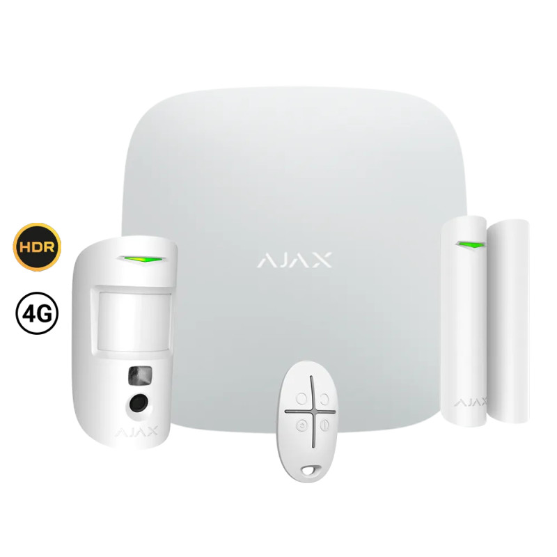 Kit d'alarme sans fil photo-vérification HDR 4G - AJAX Hub 2 (blanc) Kit d'alarme sans fil photo-vérification HDR 4G - AJAX Hub 2 (blanc)