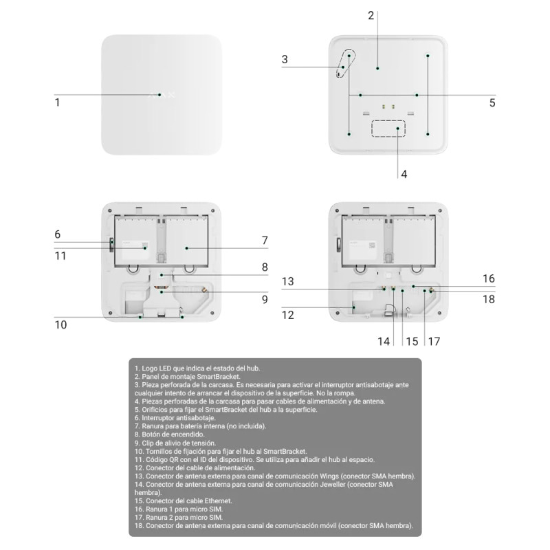 Centrale d'alarme sans fil Grade 3 200 utilisateurs - AJAX Hub G3 (blanc) Centrale d'alarme sans fil Grade 3 200 utilisateurs - AJAX Hub G3 (blanc)