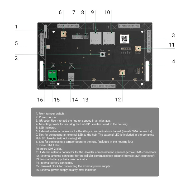 Centrale d'alarme sans fil sur batterie longue durée 4G - AJAX Hub BP (blanc)
