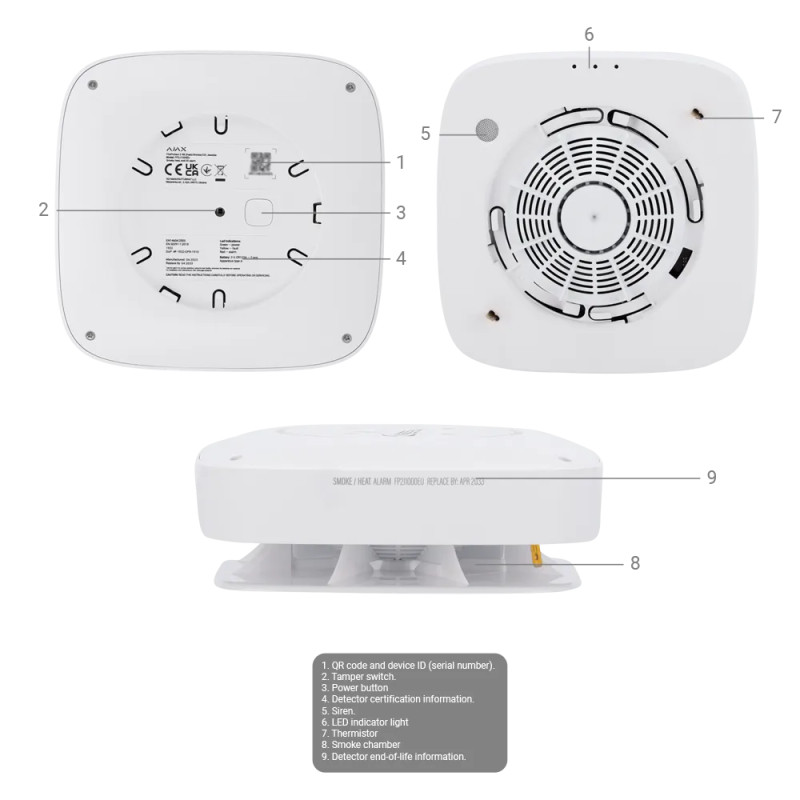 Détecteur de fumée optique et thermique - AJAX FireProtect 2 HS RB (blanc) Détecteur de fumée optique et thermique - AJAX FireProtect 2 HS RB (blanc)