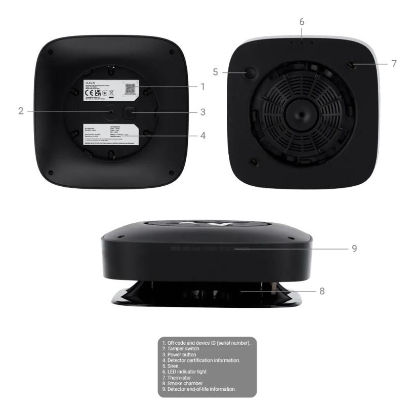 Détecteur de fumée batterie scellée 10 ans - AJAX FireProtect 2 HS SB (noir) Détecteur de fumée batterie scellée 10 ans - AJAX FireProtect 2 HS SB (noir)
